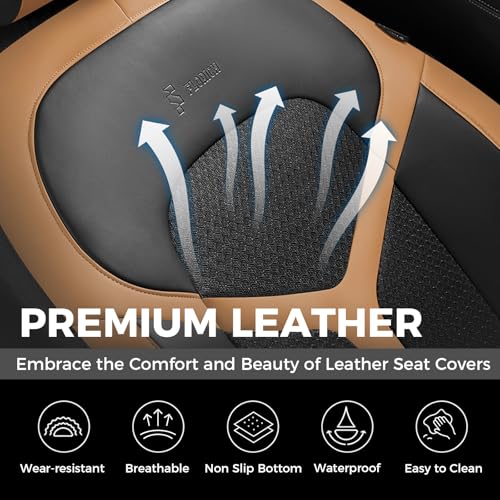 Car Seat Covers Front Seat, Universal Seat Cover 2 Seats, Automotive Seat Covers with Mesh Leather, Waterproof Car Seat Protector, Breathable Car Seat Cushion for Most Car SUV Truck Orange - color: Orange, size: Frontpair