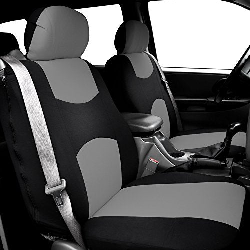 FH Group Front Set Cloth Car Seat Cover for Bucket Seats, Universal Fit, Airbag Compatible, Seat Covers for SUV, Van, Gray - color: Gray, style: Front Set