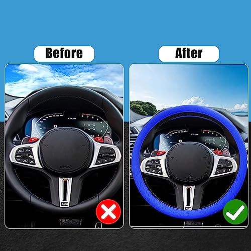 JDDRY Car Steering Wheel Cover,Silicone Steering Wheel Protector,Universal Fit Automotive Steering Wheel Cover, Steering Wheel Protective Cover(Royal Blue,1PC) - color: Royal Blue