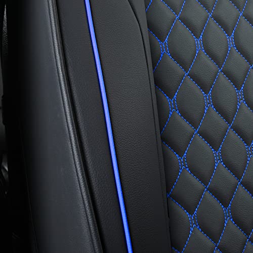 Car Seat Covers Front Pair,Universal Fit for Most Cars,SUV,Sedans and Pick-up Trucks,Automotive Faux Leather Vehicle Cushion Covers(Front Pair,Black/Blue) - color: Blackblue, size: Front Pair