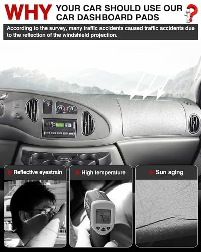 Autorder Dashboard Cover Mat for Ford E150 E250 E350 1997-2008/E450 2003-2008 Econoline Accessories Dash Cover Flannel Dash Mat Sunshade Glare UV Rays Protector - size: 1997-2008 E150