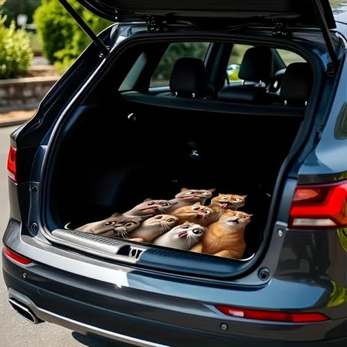 Universal Car Trunk Mat 29" x 39", Cute Funny Cat All Weather Trunk Protection Cargo Liner, Durable Cargo Mat Rear Trunk Liner, Stylish Vehicle Interior Accessories Suitable for Most Car Models - color: Funny Cat