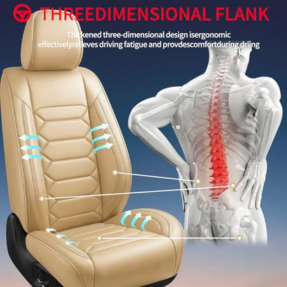 Fit Caliber Car Seat Covers (Only Front 2 Seats) Compatible with Dodge Caliber 2008 2009 2010 2011-Full Coverage Breathable Leather, Airbag Compatible, Waterproof & All-Weather, Beige - color: Front Pair F1 beige, size: Dodge-Caliber-2008-2011