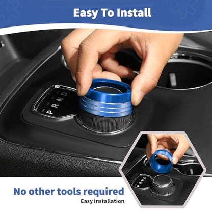 RT-TCZ for RAM Gear Shift Knob Ring Trim Cover Fit for RAM 2013-2017 for Dodge Durango 2014-2017 Blue Interior Accessories Aluminum Alloy
