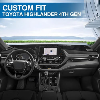 KUST Black Dash Cover for Toyota Highlander 2020-2025 2026 (L, LE, XLE, XSE, Limited, Platinum) (with HUD) Non-Slip Center Console Dashboard Cover No Glare (Not Fit for Toyota Grand Highlander) - size: 58.8''×12.8'' (Toyota Highlander 20-26)