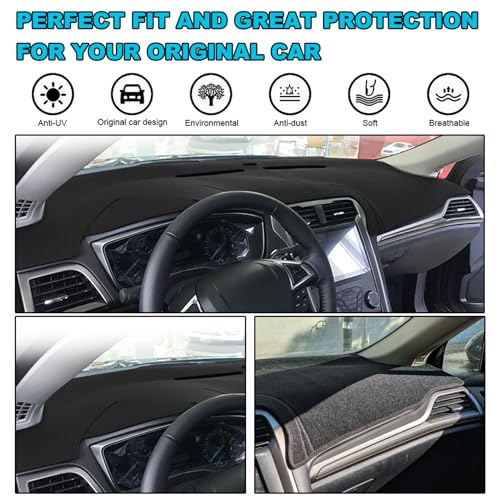 Dashboard Cover Dash Cover Mat Pad Carpet Custom Fit for Ford Fusion 2013-2020 (Black) - color: 2013-2020 Black