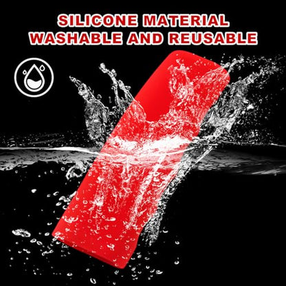 Car Handbrake Cover, Anti-Slip Silicone Auto Hand Brake Comfortable Handle Grip Cover, Waved Shaped Parking Brake Lever Decorative Protector for Truck SUV, Car Accessories (Red)