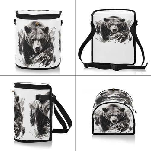 MNSRUU Car Trash Can with Lid, Bear Car Trash Bag Hanging Organizers and Storage for Front Back Seat, Leak-Proof Trash Bin - color: Bear A16970