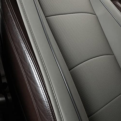 1pcs Luxury Car Seat Backrest Protector Cover Car Interior PU Leather Car Seat Cover Universal Anti-Slip Seat Cover(Dark Grey Backrest) - color: Dark grey Backrest