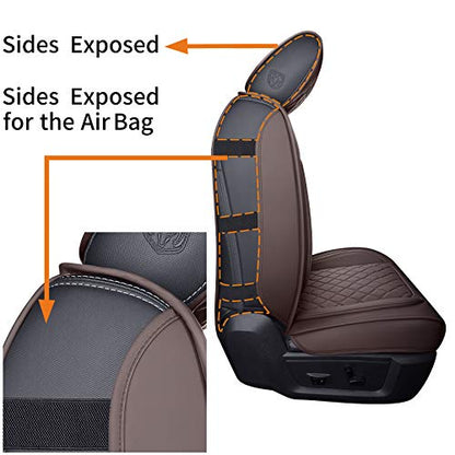 Aierxuan Seat Covers for Dodge Ram Custom Fit 2009-2026 1500 2500 3500 Truck Pickup Crew Quad Regular Cab Waterproof Leather Airbag Compatible Cushion(2 PCS Front/Brown) - color: 2 PCS Front/Brown