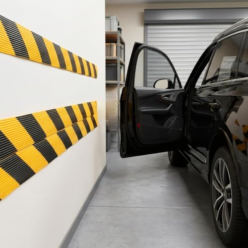 196.9" Foam Wall & Corner Guards 7.9" W High-Visibility Edge Bumper Guard, Self-Adhesive Wall Rubber Padding for Car Door Protection Parking Warehouse Home-Yellow Black