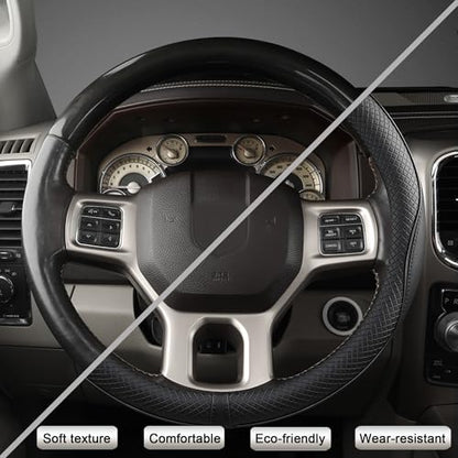 West Llama Customized Auto Car Steering Wheel Cover for Dodge RAM 1500 2500 3500, 15.5-16 inch (Black-Large Size) - color: D-Black, size: Large Size (15 ½''-16'')
