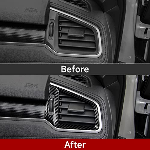 Front Air Vent Outlet Cover Trim Decals for 2016 2017 2018 2019 2020 2021 Honda Civic 10th Gen Accessories ABS Carbon Fiber Stickers - color: Air Outlet Vent Cover
