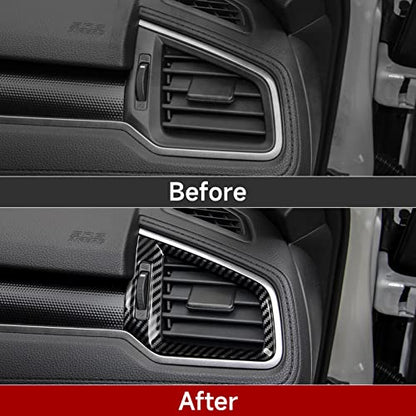Front Air Vent Outlet Cover Trim Decals for 2016 2017 2018 2019 2020 2021 Honda Civic 10th Gen Accessories ABS Carbon Fiber Stickers - color: Air Outlet Vent Cover