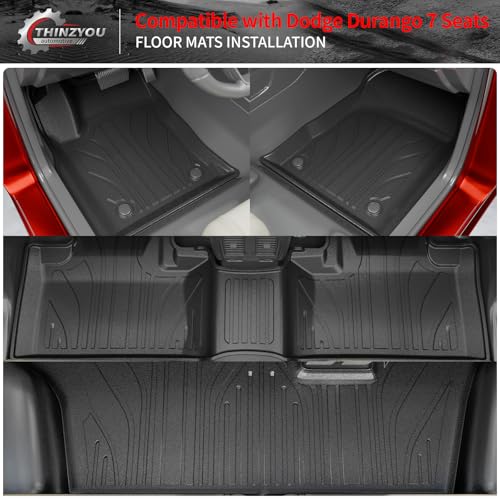 Floor Mats Compatible with 2016-2025 2026 Dodge Durango 7 Seats Cargo Mat Back Seat Cover Protector 2024 Durango Accessories (Fit 7 Seats, 3rd Row Backrest Mats+Trunk Mat+Floor Mats) - style: For Dodge Durango 7-Seater | 2016-2026