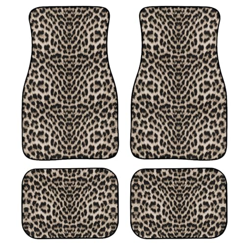 Brown Leopard Print Car Floor Mats Abstract Wild Animal Fur Texture Cute Cheetah Spot Pattern Floor Mats for Cars Universal Vehicle Front Rear Foot Carpets All Weather Fit for Trucks Sedans - color: Brown