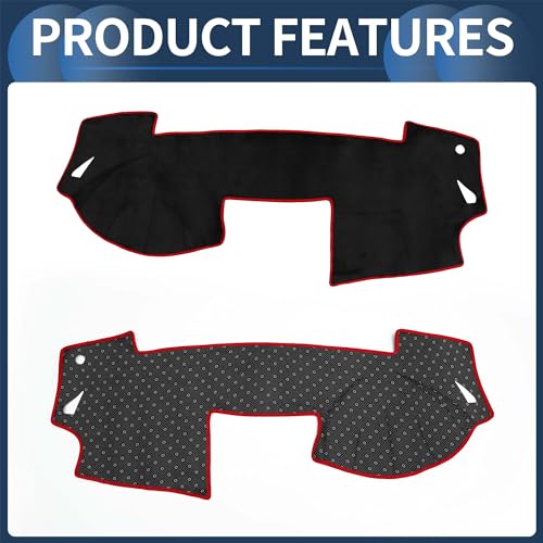 Dash Cover, Center Console Non-Slip Dashboard Carpet Mat for Mazda 6 2009-2012 Flannel Black Red,1Pc