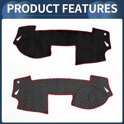 Dash Cover, Center Console Non-Slip Dashboard Carpet Mat for Mazda 6 2009-2012 Flannel Black Red,1Pc