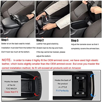 LEXLEY Center Console Pad Armrest Box Cover Waterproof Anti-Scratch Leather Protector Covers For Kia 2016-2020 Sorento-Red Stitches