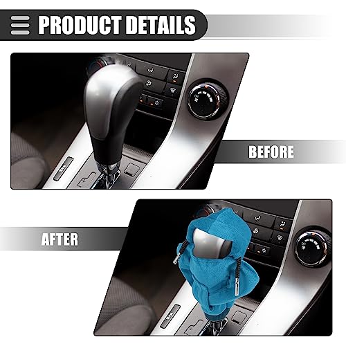 Motoforti Universal Car Gear Shift Cover Shift Knob Cover, Gear Stick Cover Shift Gear Cover, Fashionable, Fabric, Blue, 2 Pcs