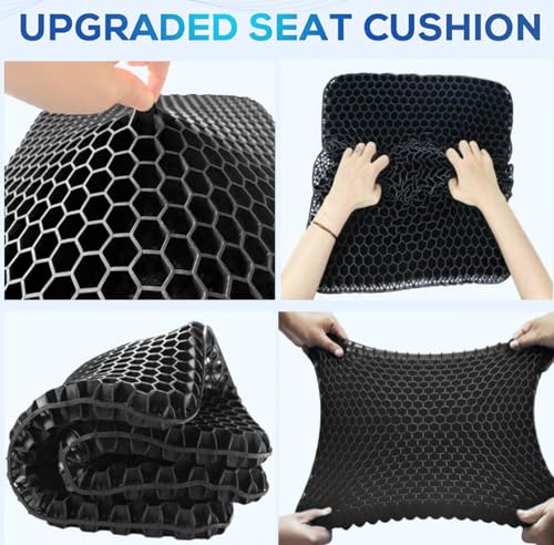 Gel Wheelchair Seat Cushion for Long Sitting, Extra Large & Thick Seat Cushion with Non-Slip Cover - Coccyx, Sciatica & Back Pain Relief - Wheelchair Cushions - Office Chair Car Seat Cushion - color: Black, size: Extra Large - 17x17x1.7inch
