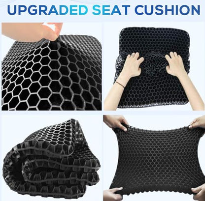 Gel Wheelchair Seat Cushion for Long Sitting, Extra Large & Thick Seat Cushion with Non-Slip Cover - Coccyx, Sciatica & Back Pain Relief - Wheelchair Cushions - Office Chair Car Seat Cushion - color: Black, size: Extra Large - 17x17x1.7inch