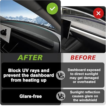 for Tesla Model Y Juniper Dashboard Cover Sunshield Suede Dash Mat Model Y Juniper Accessories Anti-Glare and Sun Protection Dashboard Pad for New Model Y Juniper 2025 2026 (Black)