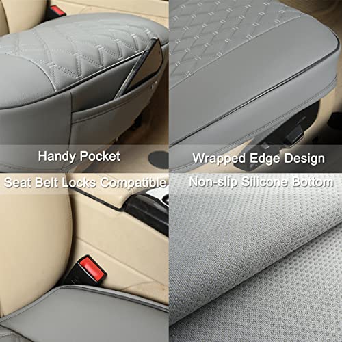 Black Panther PU Car Seat Cover, Front Seat Protector Compatible with 90% Vehicles,Embroidery,Anti-Slip & Full Wrapping Bottom W55cm*D54cm(21.65''*21.26'')(1Piece,Gray) - color: Front Single Gray