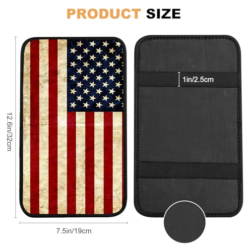 Auto Center Console Pad,American Flag 1 Auto Armrest Pad Seat Box Cushion,Armrest Cover Protector for Vehicle SUV Truck Car - color: American Flag