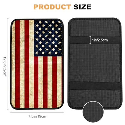 Auto Center Console Pad,American Flag 1 Auto Armrest Pad Seat Box Cushion,Armrest Cover Protector for Vehicle SUV Truck Car - color: American Flag