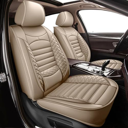 Car Seat Covers for Nissan Rogue Sport 2017-2022, Full Set 5 Seats Faux Leather Seat Cover Car Cushion Protector Compatible Airbag (5 Seat Full Set, Bgeige)