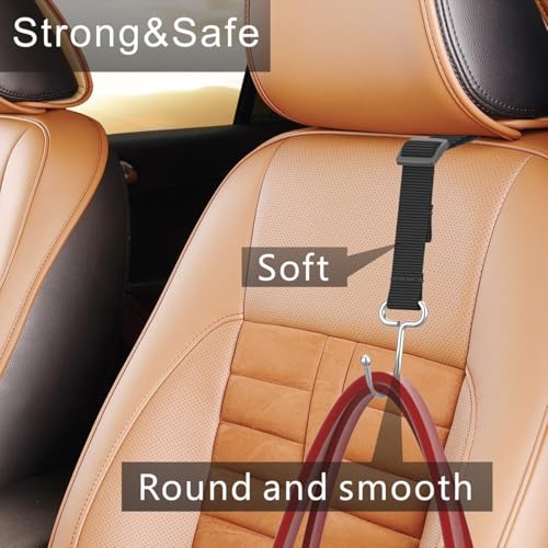 Car Seat Headrest Hooks, 4PCS Adjustable Hidden Clip Vehicle Hanging Holder for Purse Bags Coats, Automotive Interior Seat Back Storage Hanger Organizer Accessories, Universal Fit