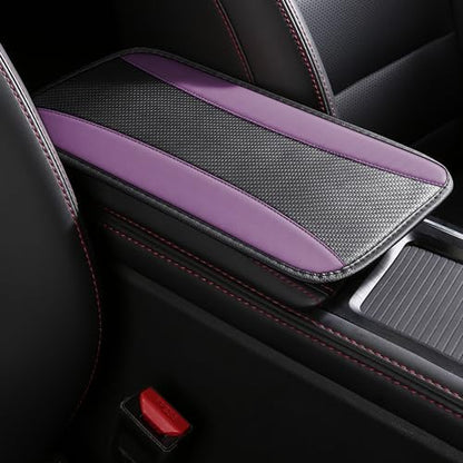 IHOTDER Stylish Car Center Console Cover,PU Leather Car Armrest Cover Prevent Scratches on Center Console,Universal Car Armrest Cushion Car Accessories Interior for Car SUV Truck (Purple) - color: Purple