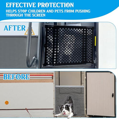 Gisafai RV Screen Door Protector for Dogs, 24 Inch High Adjustable RV Screen Door Guard Adjusts from 21''- 31.5'', Aluminum Alloy Protector Grille Defender for Camper, Black - size: 24 Inch High, style: Classic