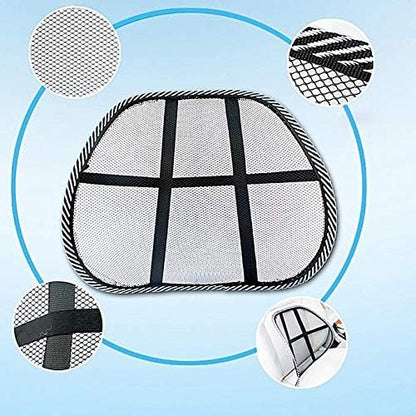 Breathable & Cool Mesh Support | Lumbar Support Cushion Seat Back Muscle Car Home Office Chair Pain Relief Travel Lumbar Mesh Supporter