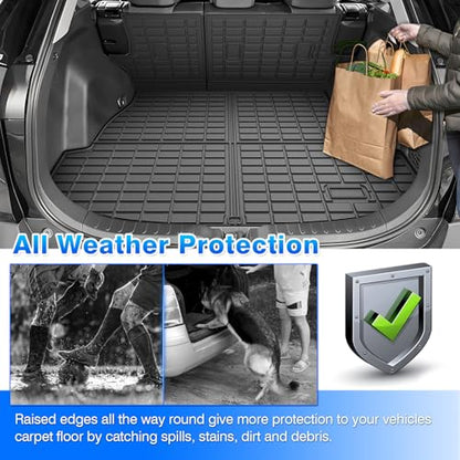 RAV4 Floor Mats - Car Mats for Toyota RAV4 2019-2025, All Weather Floor Mats Cargo Liner with Backrest Mat and Door Sill Guards for RAV4 Accessories, Heavy Duty Rubber Mats - size: 1)Toyota RAV4 19-25 Full Set