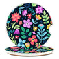 Cute Flowers Ceramic Cup Holders - Pack of 2, Keep Cup Holders Clean and Dry, Drink Cup Car Holder Coasters with A Finger Notch