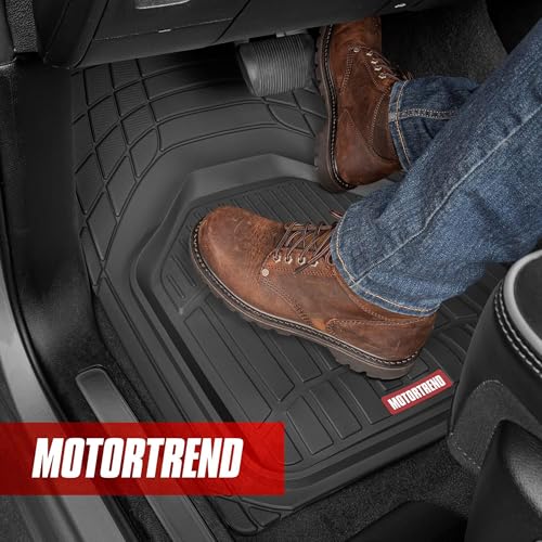 Motor Trend FlexTough Defender Floor Mats for Cars & TrunkShield Trunk Mat Set, Next-Gen Deep Dish Heavy Duty Car All Weather, Rubber Set Auto Truck Van SUV B09VYBHPDK - color: Black, style: Cargo Combo