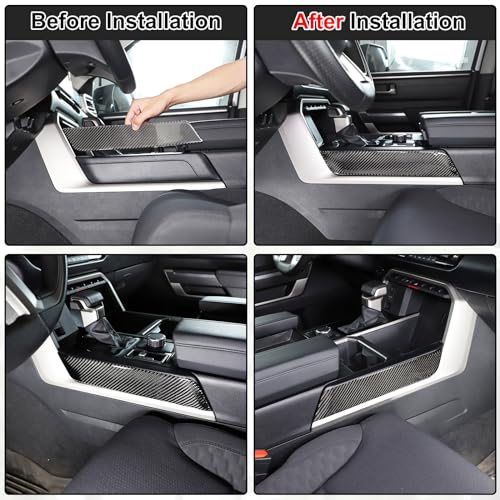 Real Carbon Fiber Center Console Gear Control Panel Side Strip Cover Trim Fit Toyot@a Tundra/Sequoia 2022-2024 Car Inner Center Console Gear Box Side Panel Protect Sticker Moulding Strip Accessories - size: Center Console Gear Control Panel Side Strip Tri