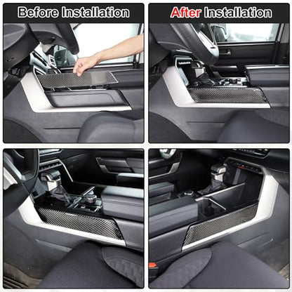 Real Carbon Fiber Center Console Gear Control Panel Side Strip Cover Trim Fit Toyot@a Tundra/Sequoia 2022-2024 Car Inner Center Console Gear Box Side Panel Protect Sticker Moulding Strip Accessories - size: Center Console Gear Control Panel Side Strip Tri