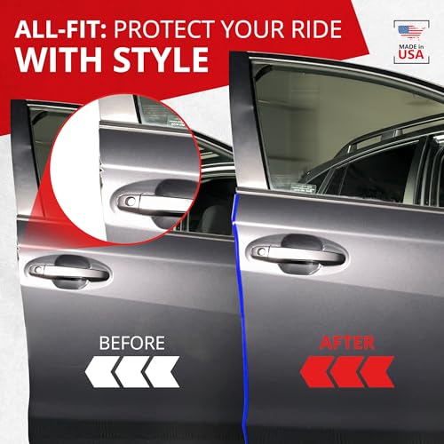All-Fit Automotive Car Door Edge Protector – Universal DIY Edge Trim to Prevent Scratches & Dings – Flexible Adhesive Molding Trim for Cars, Trucks & SUVs (10 Ft - Blue) - color: Blue
