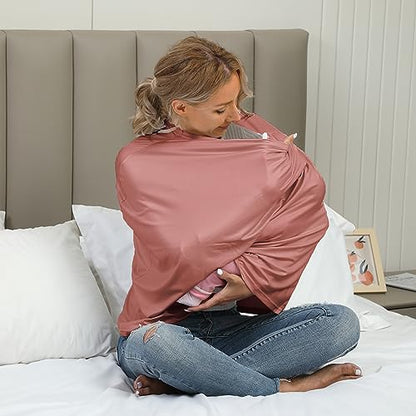 Breathable Car Seat Cover for Babies – Multi-Purpose Soft Rayon Nursing Cover for Breastfeeding, High Stretchy Infant Carseat Canopy, Stroller Cover (Smooth Rayon, Blush) - color: Blush