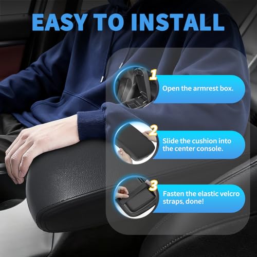 Center Console Armrest Cover Compatible with Kia Optima 2016-2020 Accessories, Premium Leather Arm Rest Cover Pad, Car Middle Console Cover (Black) - size: 2016-2020 Kia Optima