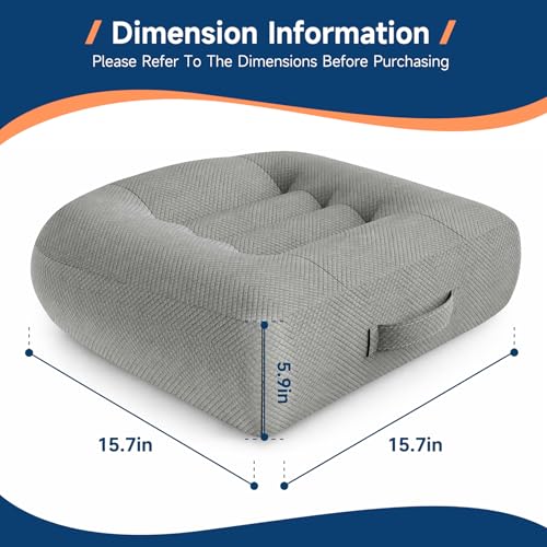 Car Booster Seat Cushion for Adults,Memory Foam Heightening Wedge Seat Pad,Elevated Chair Cushion to Improve Driving Vision(15.7×15.7×5.9inch,Light Gray)