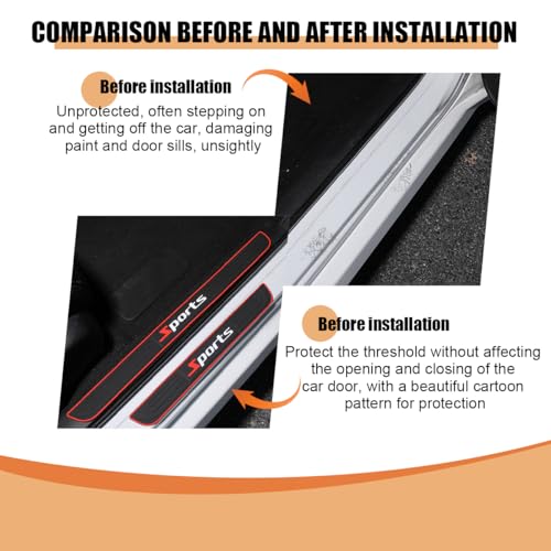 Car Door Sill Protector, 4PCS Anti-Scratch & Waterproof Auto Door Edge Step Threshold Protection, Vehicle Exterior Entry Guard Cover, Universal for SUV Sedan Truck (Black/Red/Sport)