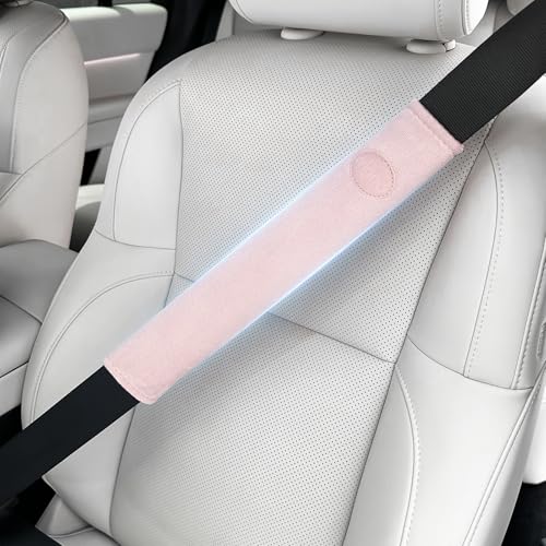 Wigoo 2026 Upgraded Version Suede Car Seat Belt Cover, [Reduces Neck Friction & Enhances Comfort], Soft Shoulder Pad Protector, Auto Interior Accessories,(2 Packs, 13.9Inch), Pink - color: Pink, size: 13.9in - 2PCS