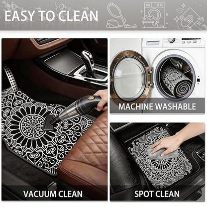 Automotive Floor Mats 4Pcs, Siberian-Style Car Floor Mats, Universal Front Rear Car Carpet,Durable Protective Car Rugs,Car Accessories for SUVs/Sedan/Wagons (Set 2)