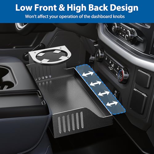 All Metal Front Center Seat Headrest Organizer Compatible with 2011-2025 2026 Ford F150 F250 F350 F450 F550 F650 Accessories, Compartment Tray Container Storage Box with Cup Holder(Jump Seat Only) - style: Organizer with Cup Holder