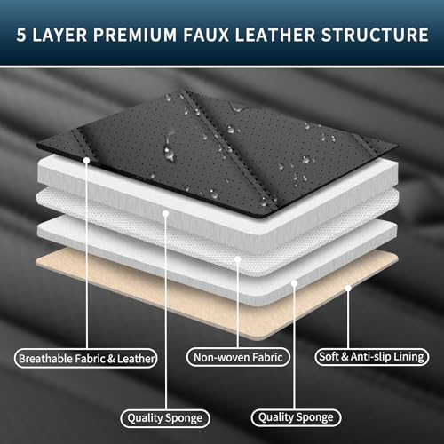 Car Seat Covers Full Set,Faux Leather Seat Covers for Cars, Non-Slip, Bright and Shiny seat Covers Make Your Vehicle Look, 2Seaters,Brown-Black,A03. - color: Brown-Black, size: Front Pair