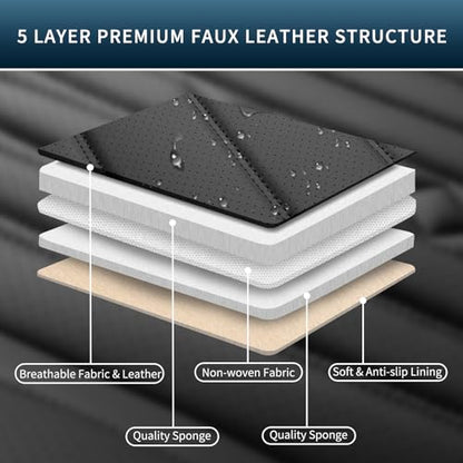 Car Seat Covers Full Set,Faux Leather Seat Covers for Cars, Non-Slip, Bright and Shiny seat Covers Make Your Vehicle Look, 2Seaters,Brown-Black,A03. - color: Brown-Black, size: Front Pair